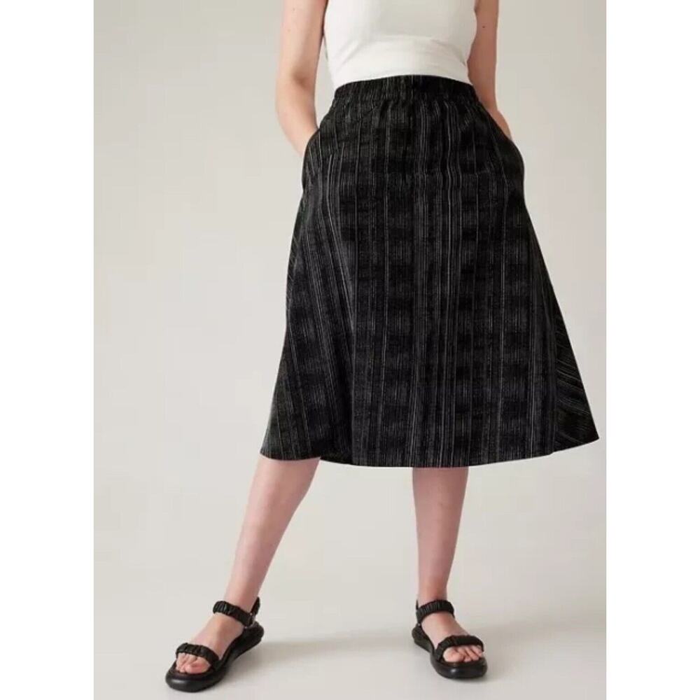 Athleta Arrival MIDI Skirt Sz. 22 Amara Stripe Black NWT Fall Travel Comfort $89 - Picture 3 of 10